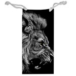 Roar Angry Male Lion Black Jewelry Bag Back