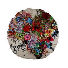 Multicolored Floral Digital Wallpaper Abstract Flowers Heart Free Download Standard 15  Premium Round Cushions by danenraven