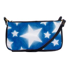 Snowflakes And Star Patterns Blue Stars Shoulder Clutch Bag by artworkshop