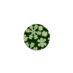 Snowflakes And Star Patterns Green Frost 1  Mini Buttons by artworkshop