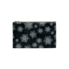 Snowflakes And Star Patterns Grey Snow Cosmetic Bag (small)