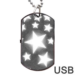 Snowflakes And Star Patterns Grey Stars Dog Tag Usb Flash (two Sides)