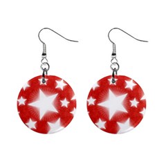 Snowflakes And Star Patterns Red Stars Mini Button Earrings