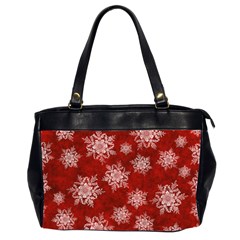 Snowflakes And Star Patternsred Snow Oversize Office Handbag (2 Sides) by artworkshop