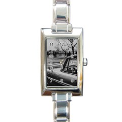 Convertible Classic Car At Paris Street Rectangle Italian Charm Watch by dflcprintsclothing
