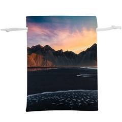 Beach Volcano Ocean Sunset Sunrise Iceland Lightweight Drawstring Pouch (xl) by danenraven
