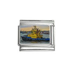 Tugboat Sailing At River, Montevideo, Uruguay Italian Charm (9mm) by dflcprintsclothing