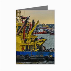 Tugboat Sailing At River, Montevideo, Uruguay Mini Greeting Card by dflcprintsclothing