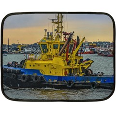Tugboat Sailing At River, Montevideo, Uruguay Fleece Blanket (mini) by dflcprintsclothing