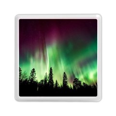 Aurora Borealis Northern Lights Forest Trees Woods Memory Card Reader (square) by danenraven