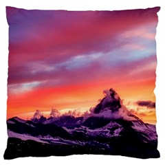 Matterhorn Mountains Sunset Dusk Snow Winter Large Flano Cushion Case (two Sides) by danenraven