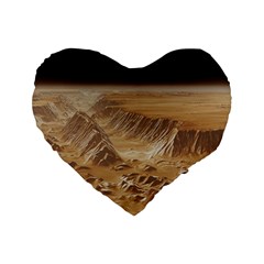 Mars Crater Planet Canyon Cliff Nasa Astronomy Standard 16  Premium Heart Shape Cushions by danenraven