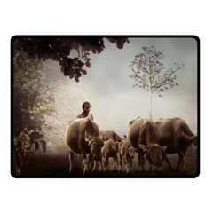 Man Cattle Animals Cows Bulls Calves Mammals Fleece Blanket (small) by danenraven