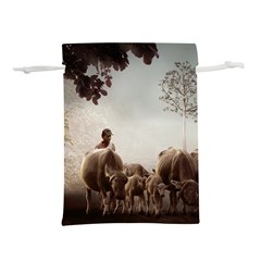 Man Cattle Animals Cows Bulls Calves Mammals Lightweight Drawstring Pouch (s)