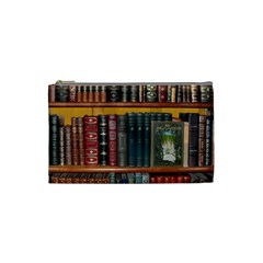 Books Library Bookshelf Bookshop Vintage Antique Cosmetic Bag (small) by danenraven