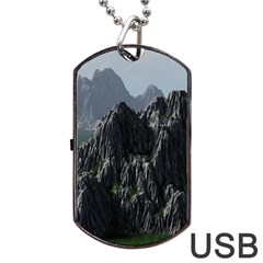 Terrain Mountain Rock Landscape Mountains Nature Dog Tag Usb Flash (two Sides) by danenraven