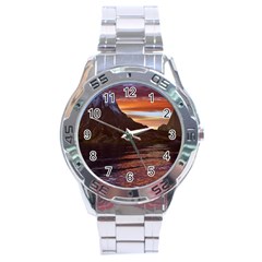 Sunset Island Tropical Sea Ocean Water Travel Stainless Steel Analogue Watch by danenraven