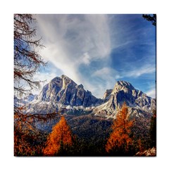 Dolomites Mountains Alps Alpine Trees Conifers Tile Coaster by danenraven
