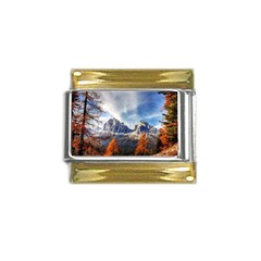 Dolomites Mountains Alps Alpine Trees Conifers Gold Trim Italian Charm (9mm) by danenraven