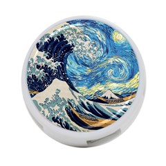 The Great Wave Of Kanagawa Painting Starry Night Vincent Van Gogh 4-port Usb Hub (two Sides) by danenraven