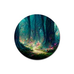 Magical Forest Forest Painting Fantasy Rubber Coaster (round) by danenraven