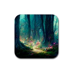 Magical Forest Forest Painting Fantasy Rubber Coaster (square) by danenraven