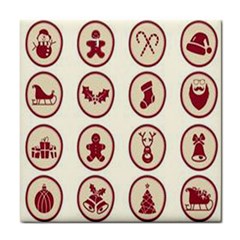 Christmas Winter Symbols Tile Coaster by artworkshop