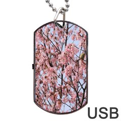 Japanese Sakura Background Dog Tag Usb Flash (two Sides)