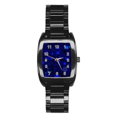 Blue Stars Repeating Pattern Stainless Steel Barrel Watch by Ravadineum