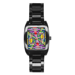 Art Background Abstract Stainless Steel Barrel Watch