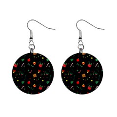 Christmas Pattern Texture Colorful Wallpaper Mini Button Earrings by Ravend