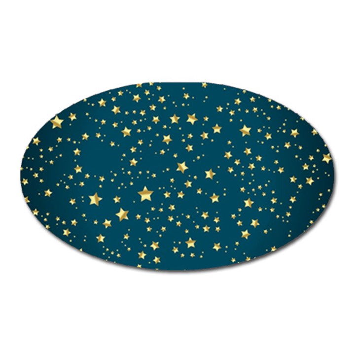 Star Golden Pattern Christmas Design White Gold Oval Magnet