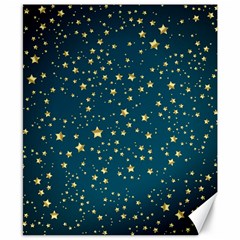 Star Golden Pattern Christmas Design White Gold Canvas 8  X 10 