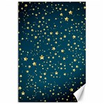 Star Golden Pattern Christmas Design White Gold Canvas 24  x 36 