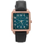 Star Golden Pattern Christmas Design White Gold Rose Gold Leather Watch 
