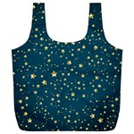 Star Golden Pattern Christmas Design White Gold Full Print Recycle Bag (XL)