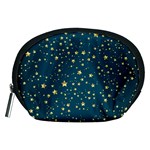 Star Golden Pattern Christmas Design White Gold Accessory Pouch (Medium)