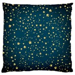 Star Golden Pattern Christmas Design White Gold Large Flano Cushion Case (Two Sides)
