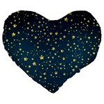 Star Golden Pattern Christmas Design White Gold Large 19  Premium Flano Heart Shape Cushions