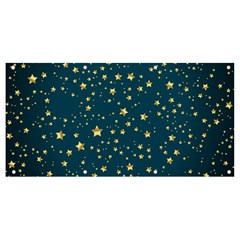 Star Golden Pattern Christmas Design White Gold Banner And Sign 8  X 4 