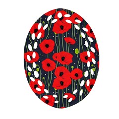 Background Poppies Flowers Seamless Ornamental Ornament (oval Filigree)