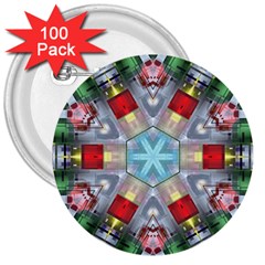 Geometric Symmetrical Symmetry Data Futuristic 3  Buttons (100 Pack) 