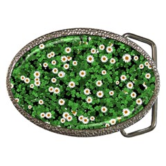 Daisies Clovers Lawn Digital Drawing Background Belt Buckles