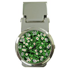 Daisies Clovers Lawn Digital Drawing Background Money Clip Watches