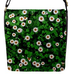 Daisies Clovers Lawn Digital Drawing Background Flap Closure Messenger Bag (s) by Ravend