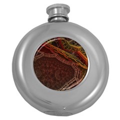 Fractal Pattern Geometric Pattern Disintegration Round Hip Flask (5 Oz)