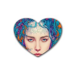 Pepper Colors Girl Rubber Coaster (heart) by Sparkle