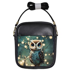 Owl Bird Bird Of Prey Ornithology Animal Girls Sling Bag by Pakemis