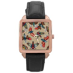 Tattoos Colorful Seamless Pattern Rose Gold Leather Watch  by Pakemis