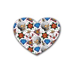 Full Color Flash Tattoo Patterns Rubber Coaster (heart) by Pakemis